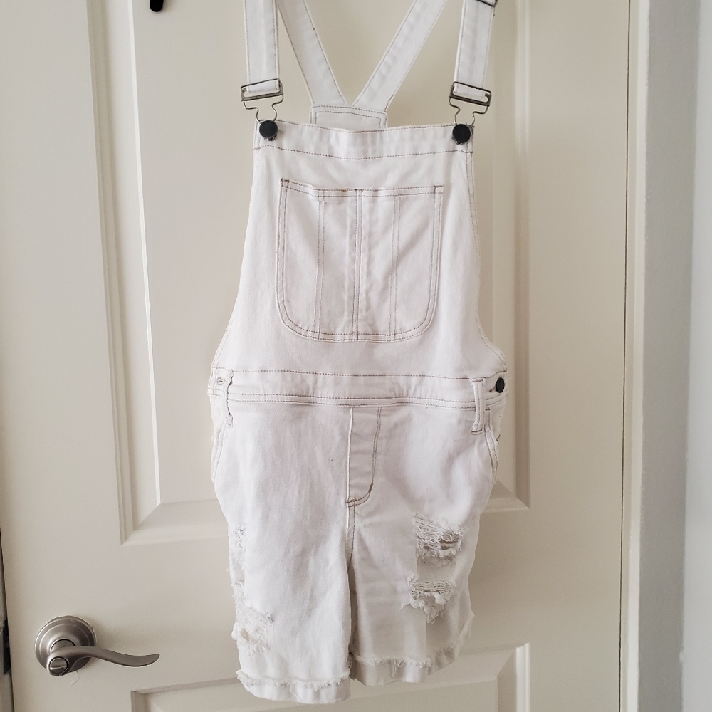 "STS Blue" White Jean Overalls Size 5